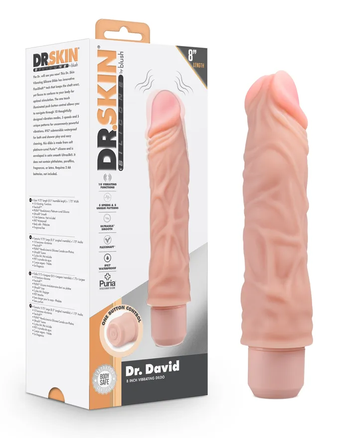 Dr. Skin Silicone Dr. David 8 In Vibrating Dildo | Blush Novelties Female Sex Toys