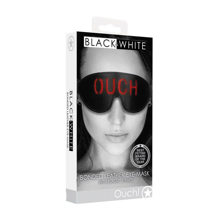OUCH Black White Bonded Leather EyeMask Ouchou688blk Shots Toys Couples