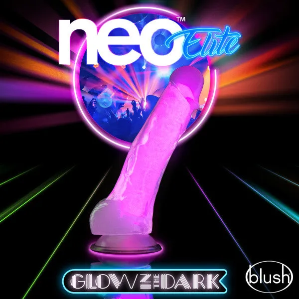 Neo Elite Glow In The Dark 75 In Silicone Cock W Balls Neon Pink Blush Novelties Dildos