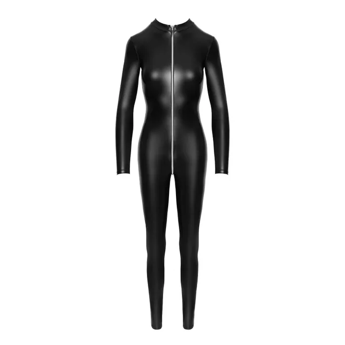 Power Wetlook Catsuit w Front Zipper Noir Male Sex Toys