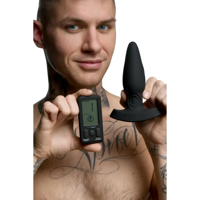 Thunder Plugs 25X Pulsing Vibrating Rechargeable Silicone Plug with LCD Remote Thunder Plugs Female Sex Toys