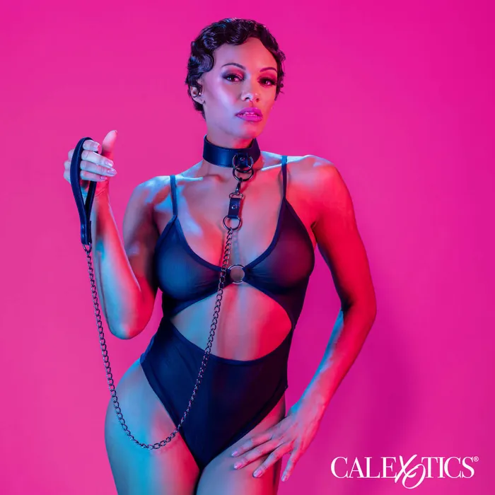 California Exotic Novelties Anal California Exotic Novelties Euphoria Collar with Chain Leash in Black California Exotic Novelties Anal California Exotic Novelties Euphoria Collar with Chain Leash in Black