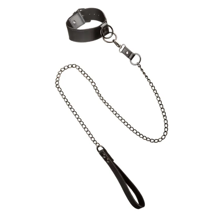 California Exotic Novelties Anal California Exotic Novelties Euphoria Collar with Chain Leash in Black