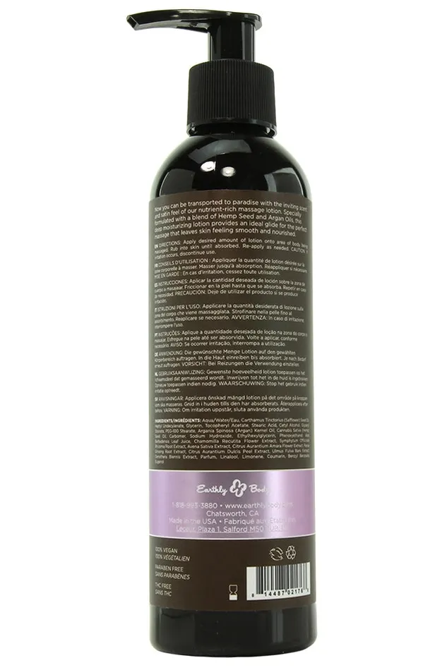 Earthly Body Couples Hemp Seed Massage Lotion 8oz237ml in Lavender