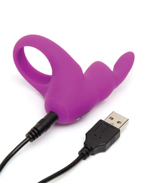Love Honey Vibrators Happy Rabbit Rechargeable Vibrating Cock Ring in Purple Ultimate Shared Pleasure from Lovehoney