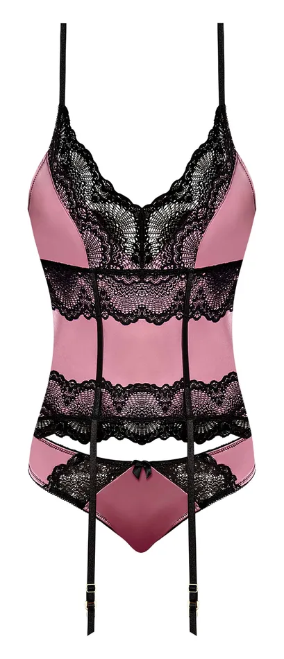 Magic Silk Lingerie Dildos Sensual Desires Basque and Tanga Set Mauve Womens SM Sizes 4 to 10