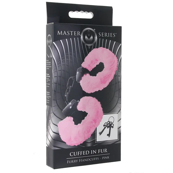 Master Series Cuffed In Fur Furry Handcuffs in Pink XR Brands Dildos