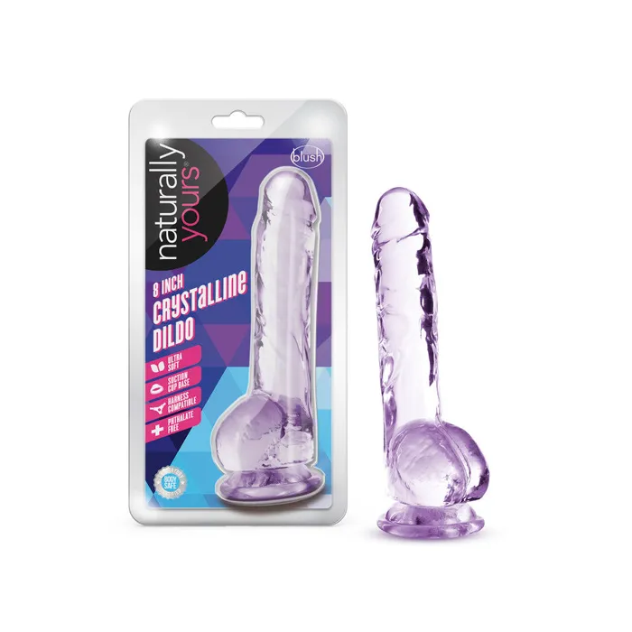 Naturally Yours By Blush Realistic Amethyst 8Inch Long Dildo With Balls Suction Cup Base Blush Dildos Naturally Yours By Blush Realistic Amethyst 8Inch Long Dildo With Balls Suction Cup Base Blush Dildos