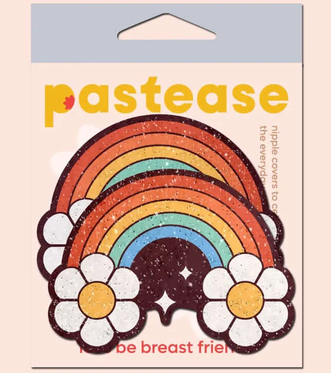 Pastease Female Sex Toys Rainbow Flower Pasties by Pastease Soft Glitter Velvet Festival Accessory