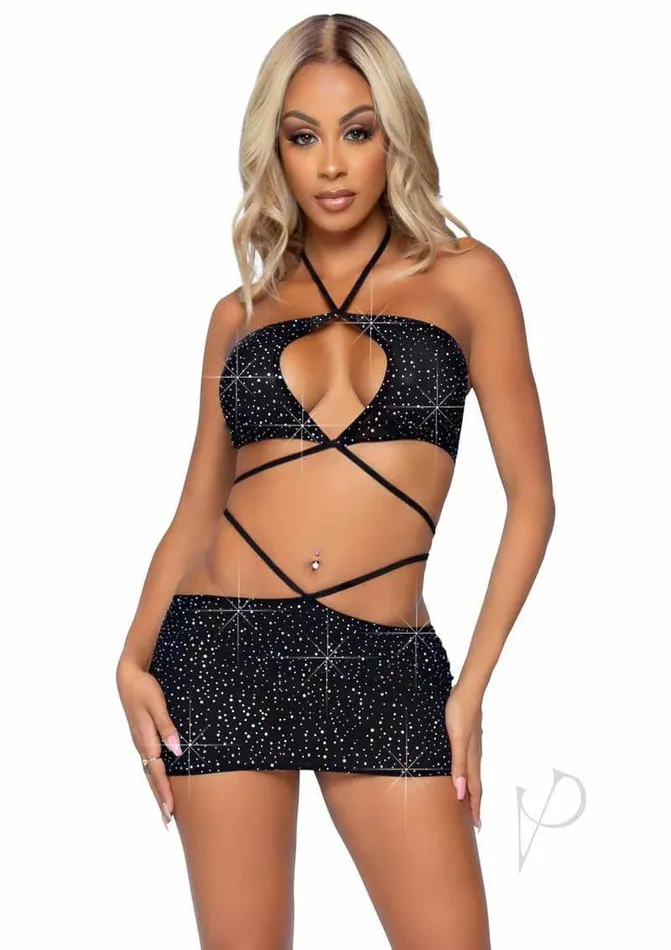 Rhinestone Keyhole Bandeau 2pc Md Blk Leg Avenue Inc Vibrators