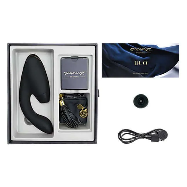 WOMANIZER Womanizer Duo 24function Rechargeable Silicone Dual GSpot Clitoral Stimulator with Smart Silence Black Female Sex Toys