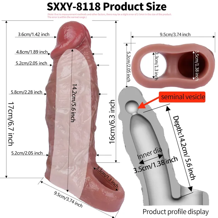 Male Sex Toys honeysx Pyrrhus S8118 Realistic Penis Extension sleeve