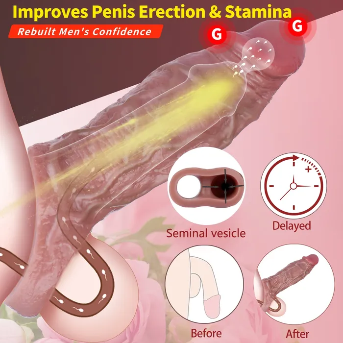 Male Sex Toys honeysx Pyrrhus S8118 Realistic Penis Extension sleeve