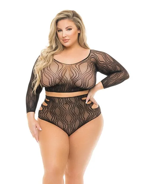 Rene Rofe Vibrators Pink Lipstick Back Me Up Top High Waist Panty Black