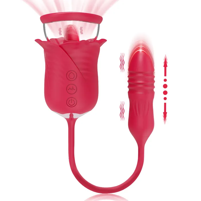 Touch Honey Female Sex Toys Rose Tongue 3 In 1 Vibrating Sucking Vibrator Stimulator With Thrusting Dildo Touch Honey Female Sex Toys Rose Tongue 3 In 1 Vibrating Sucking Vibrator Stimulator With Thrusting Dildo