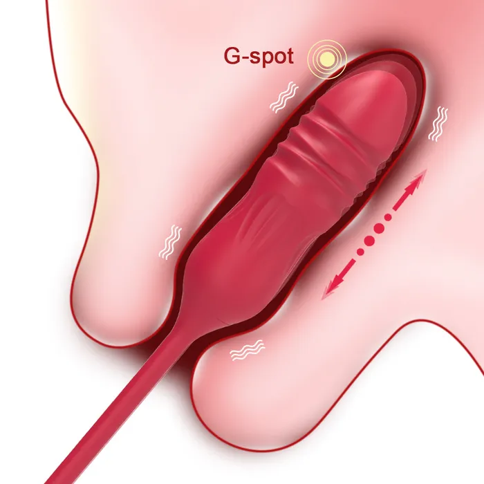 Touch Honey Female Sex Toys Rose Tongue 3 In 1 Vibrating Sucking Vibrator Stimulator With Thrusting Dildo