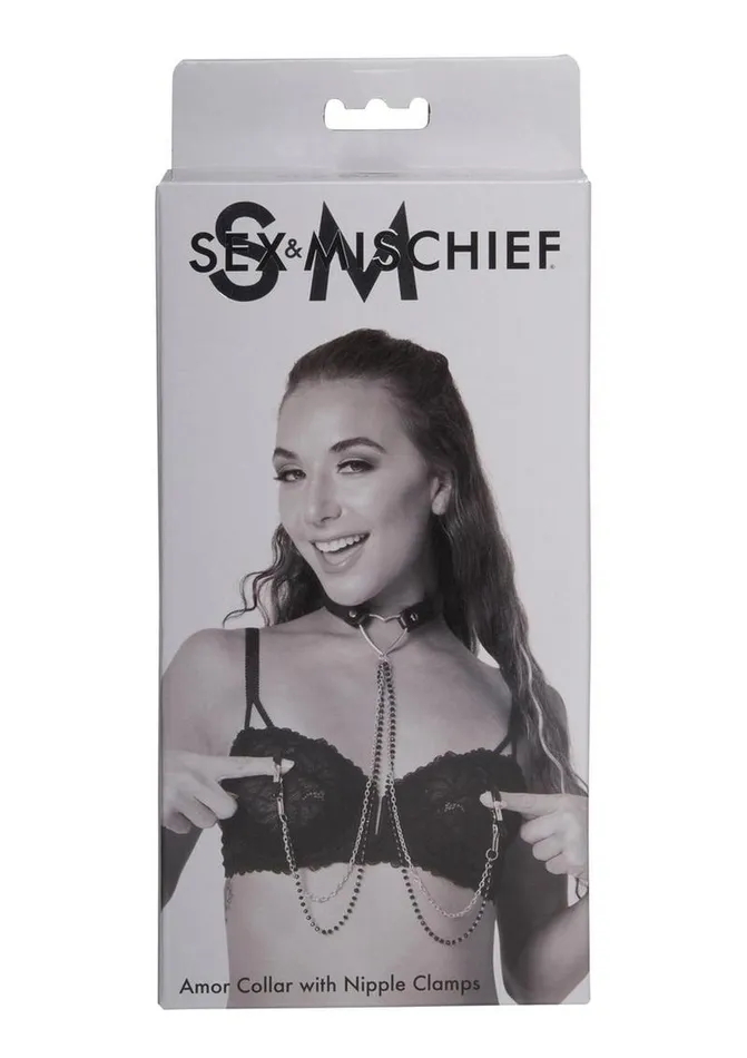 Couples Sex and Mischief Sex and Mischief Amor Collar with Nipple Clamps