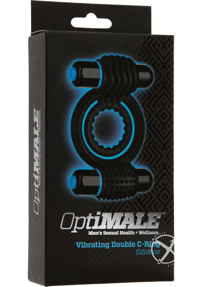 Male Sex Toys OptiMALE Optimale Silicone Vibrating Double Cock Ring with Dual Bullets