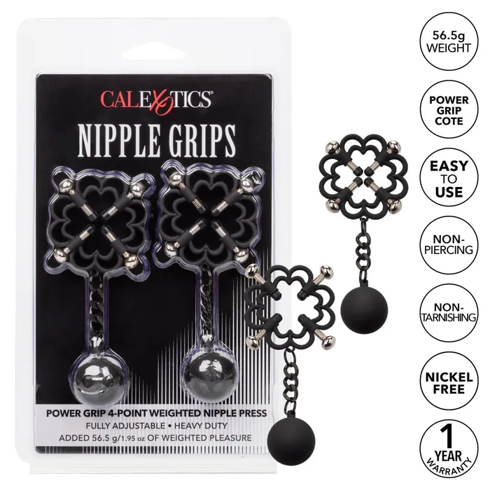 CalExotics Male Sex Toys Nipple Grips Power Grip 4Point Weighted Nipple Press CalExotics Male Sex Toys Nipple Grips Power Grip 4Point Weighted Nipple Press