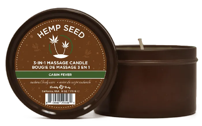 Couples Hemp Seed 3in1 Massage Candle Cabin Fever 6oz 170 G Earthly Body