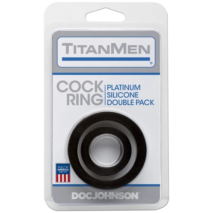 Doc Johnson Male Sex Toys Titanmen Cock Ring Platinum Silicone Double Pack