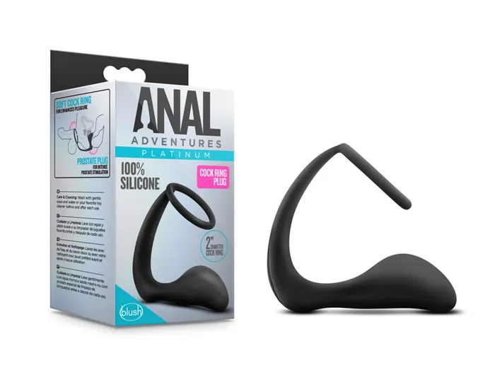 Male Sex Toys Blush Novelties Anal Adventures Platinum Cock Ring Plug Black