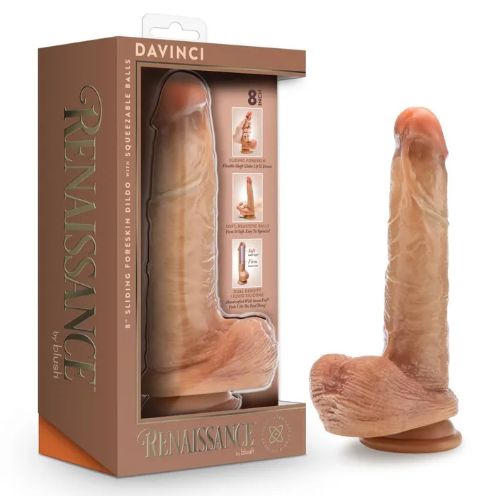 Renaissance Davinci 8 Inch Sliding Foreskin Dildo With Squeezable Balls Tan Blush Dildos Renaissance Davinci 8 Inch Sliding Foreskin Dildo With Squeezable Balls Tan Blush Dildos