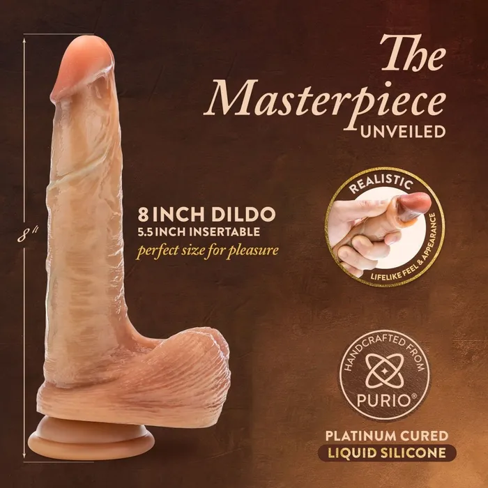 Renaissance Davinci 8 Inch Sliding Foreskin Dildo With Squeezable Balls Tan Blush Dildos