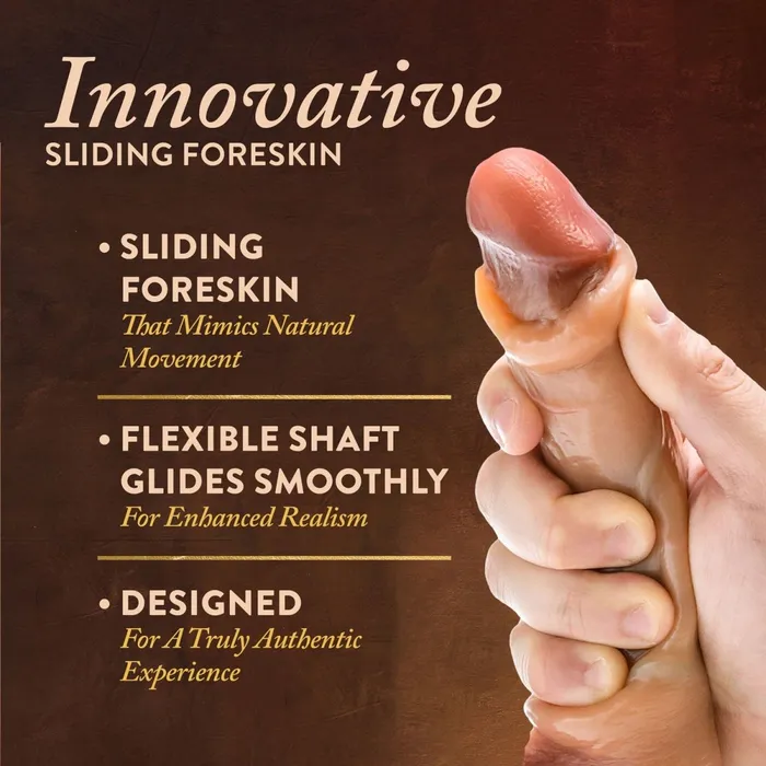 Renaissance Davinci 8 Inch Sliding Foreskin Dildo With Squeezable Balls Tan Blush Dildos