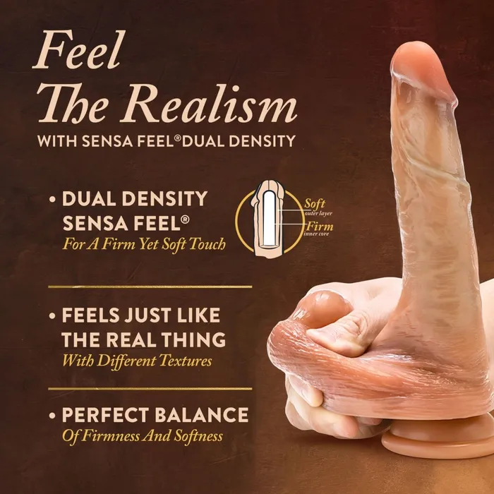 Renaissance Davinci 8 Inch Sliding Foreskin Dildo With Squeezable Balls Tan Blush Dildos