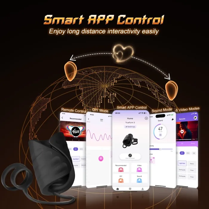 4 in 1 App Control Vibration and Pulsing Penis Trainer Male Toy with Cock Ring Sohimi Male Sex Toys