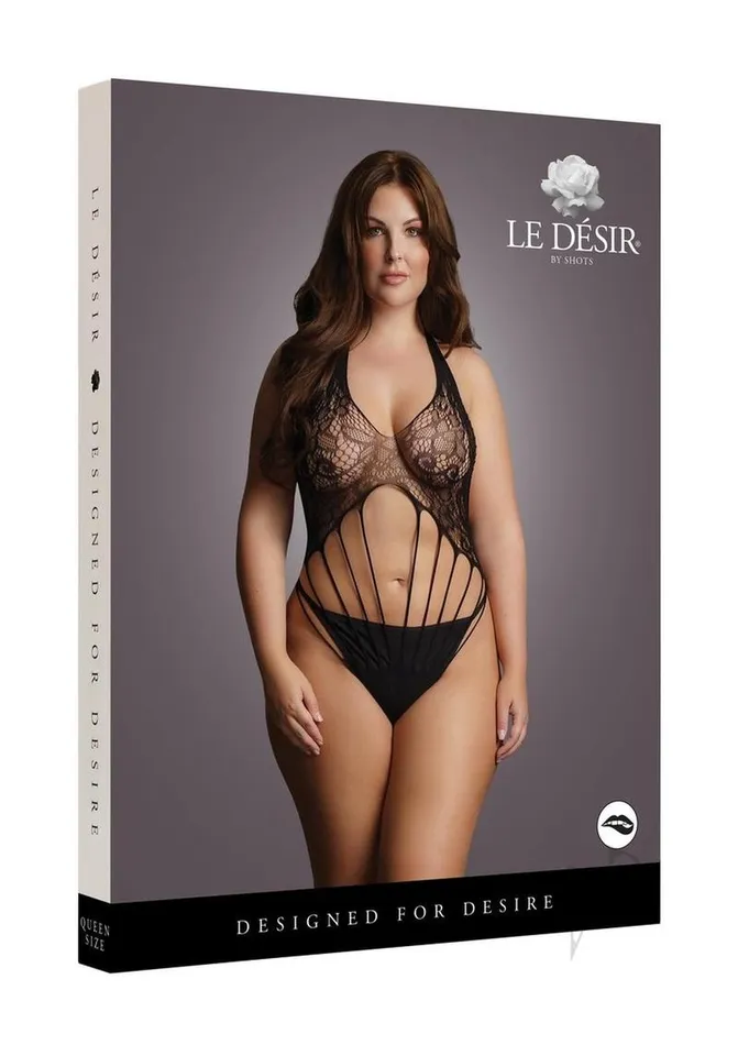 Couples Le Desir Strappy Lace Teddy Qn Blk