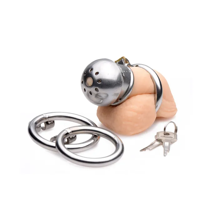Exile Deluxe Locking Stainless Steel Confinement Cage XR Brands Male Sex Toys