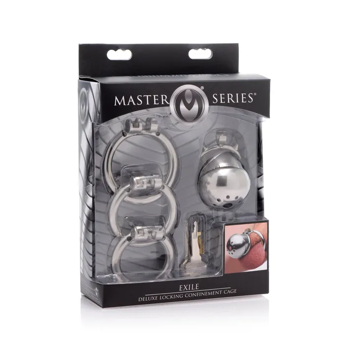 Exile Deluxe Locking Stainless Steel Confinement Cage XR Brands Male Sex Toys