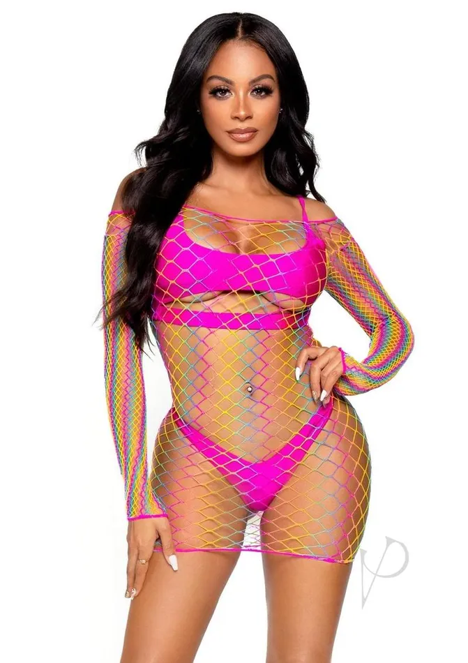 Female Sex Toys Leg Avenue Ombre Rainbow Long Sleeve Mini Dress Os