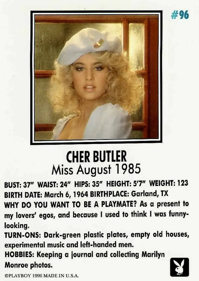 Greenthunderbirds Cards Couples Playboy August Edition 96 Cher Butler