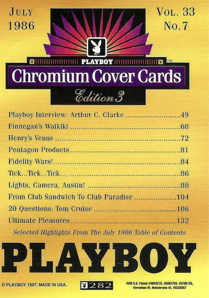 Greenthunderbirds Cards Couples Playboy Chromium Cover Edition 3 282