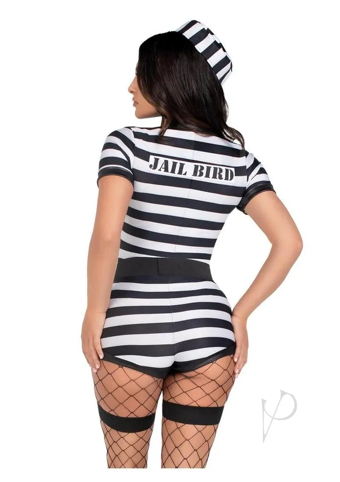 Jail Bird Set 3pc Sm Blkwht Leg Avenue Anal