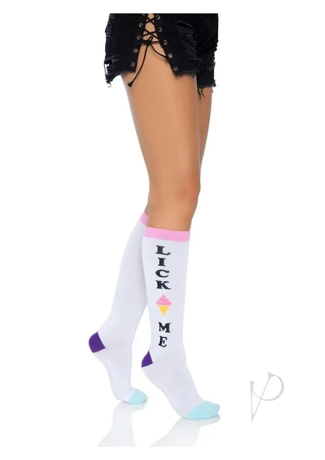 Leg Avenue Vibrators Lick Me Knee Socks Os Multicolor
