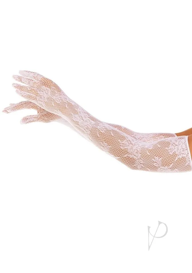 Leg Avenue Vibrators Seamless Opera floral Net Gloves Os Wht
