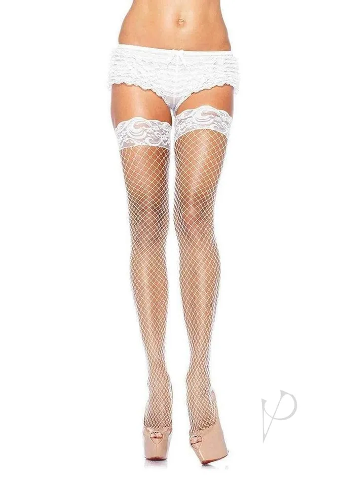 Leg Avenue Vibrators Spandex Indust Net Thigh Highs Os Wht