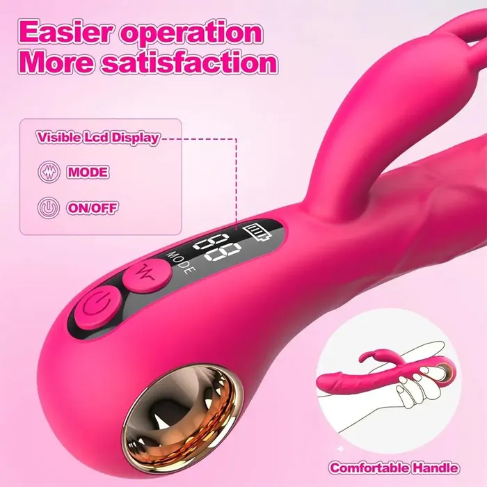 Adorime Female Sex Toys GSpot Rabbit Vibrator with Handle LCD Display 9 Powerful Vibrations