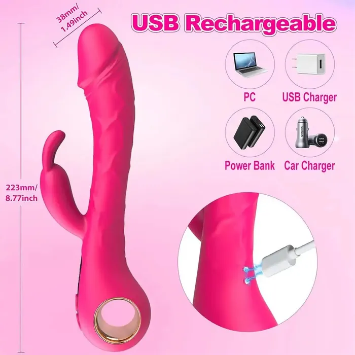 Adorime Female Sex Toys GSpot Rabbit Vibrator with Handle LCD Display 9 Powerful Vibrations