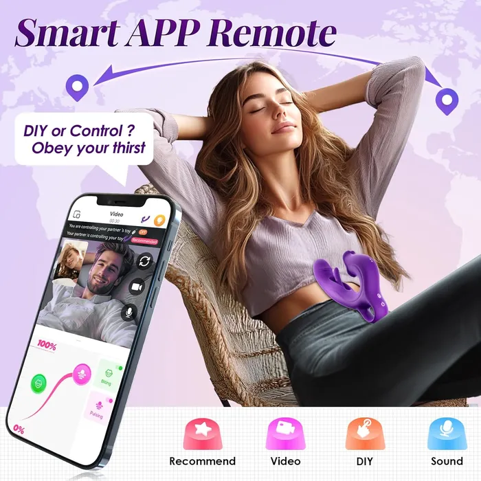 Adorime Female Sex Toys JOI PRO Handheld App Thrusting G Spot Vibrator Vibrator with Clit Licking Tongue Fingering She Fucks Him Pussy Licking