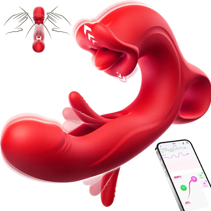 Adorime Female Sex Toys JOI PRO Handheld App Thrusting G Spot Vibrator Vibrator with Clit Licking Tongue Fingering She Fucks Him Pussy Licking