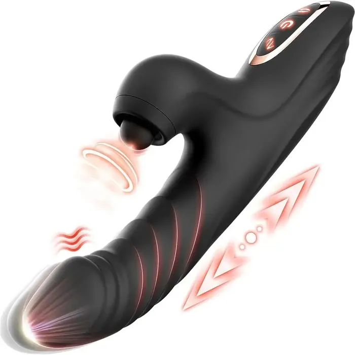 Adorime Rabbit Sucking Vibrator with 10 Vibrating 7 Thrust Modes with Licking Foreplay Bathroom Female Sex Toys