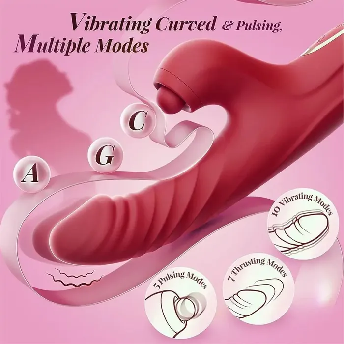 Adorime Rabbit Sucking Vibrator with 10 Vibrating 7 Thrust Modes with Licking Foreplay Bathroom Female Sex Toys