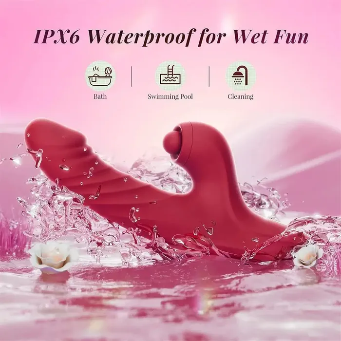 Adorime Rabbit Sucking Vibrator with 10 Vibrating 7 Thrust Modes with Licking Foreplay Bathroom Female Sex Toys