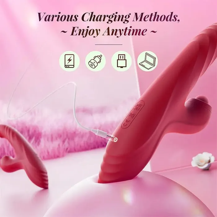 Adorime Rabbit Sucking Vibrator with 10 Vibrating 7 Thrust Modes with Licking Foreplay Bathroom Female Sex Toys