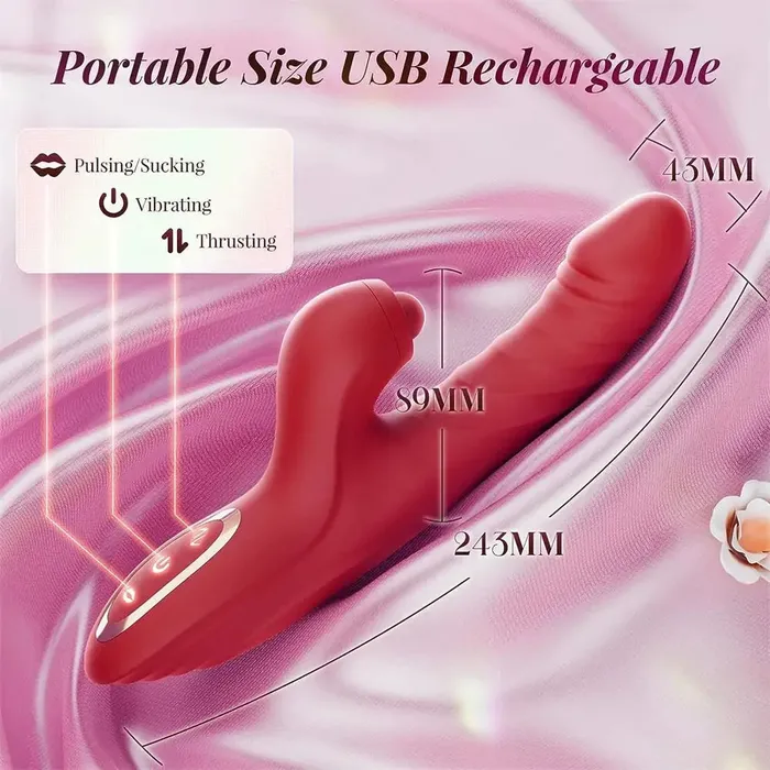 Adorime Rabbit Sucking Vibrator with 10 Vibrating 7 Thrust Modes with Licking Foreplay Bathroom Female Sex Toys
